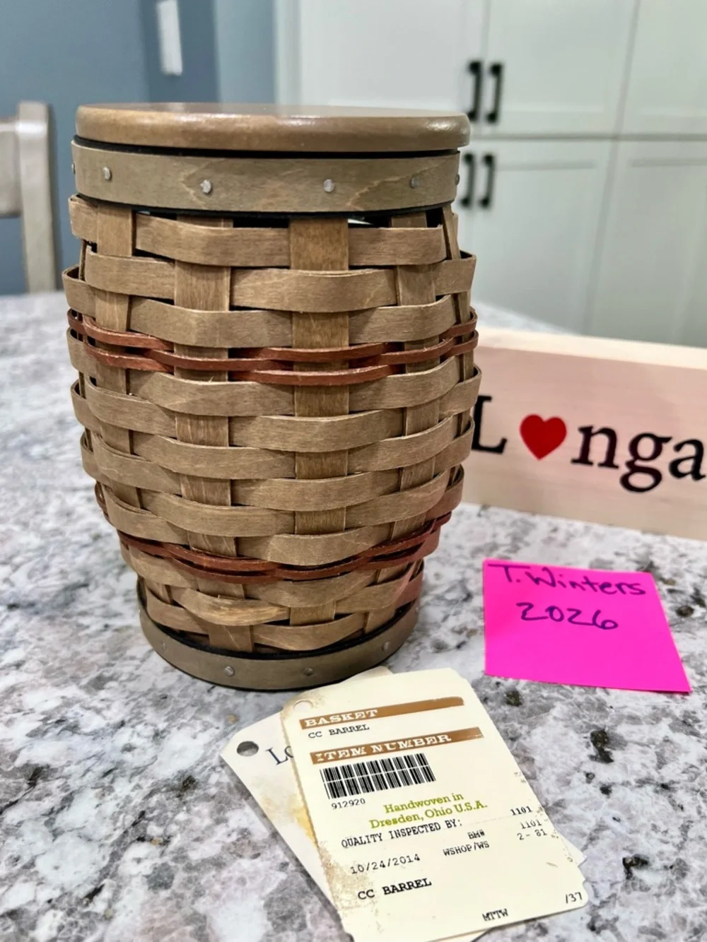 Longaberger Woven Barrel Collectors Club 2014 - Picture 1 of 7